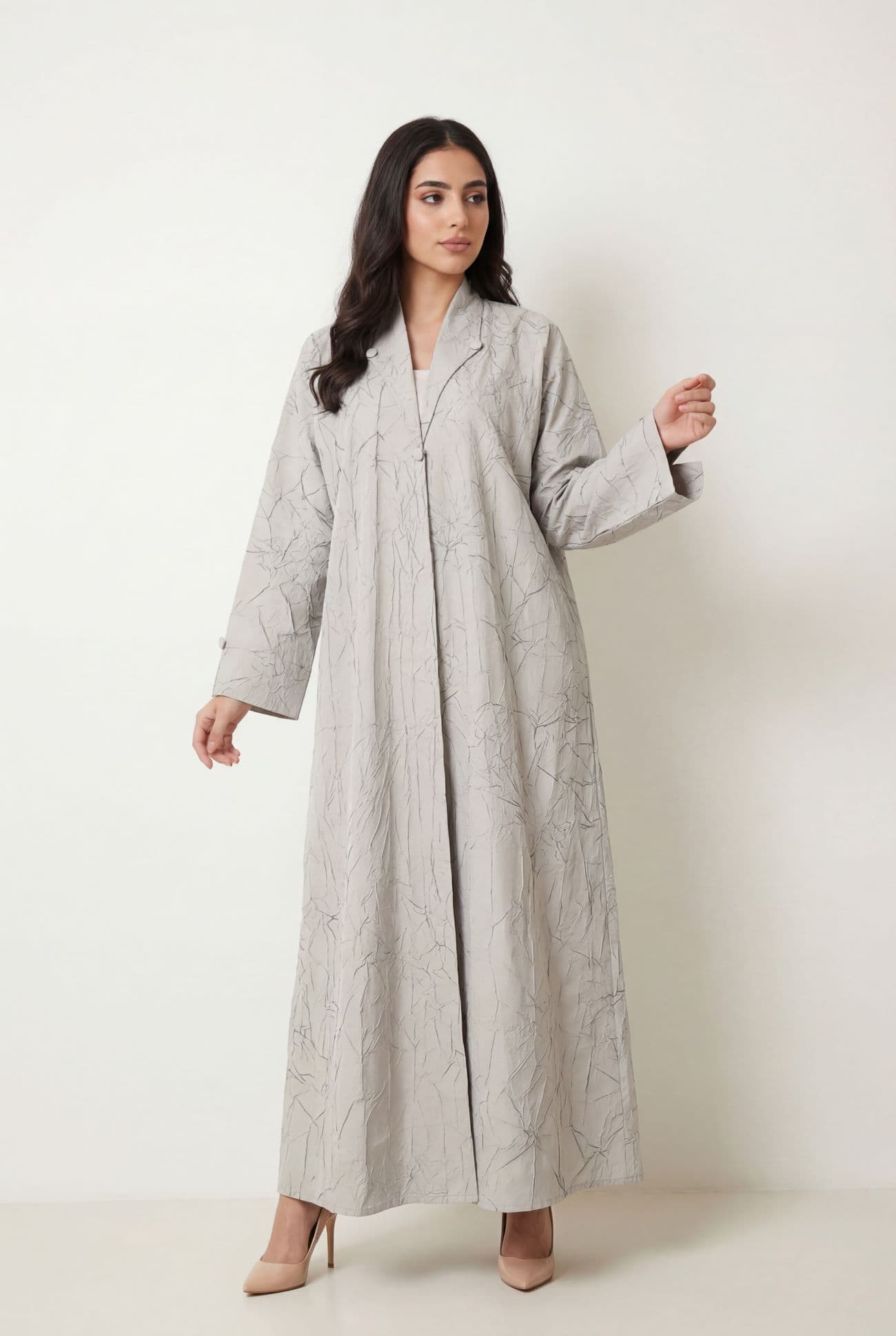 Grey Collar Jacquard with Textured Lines