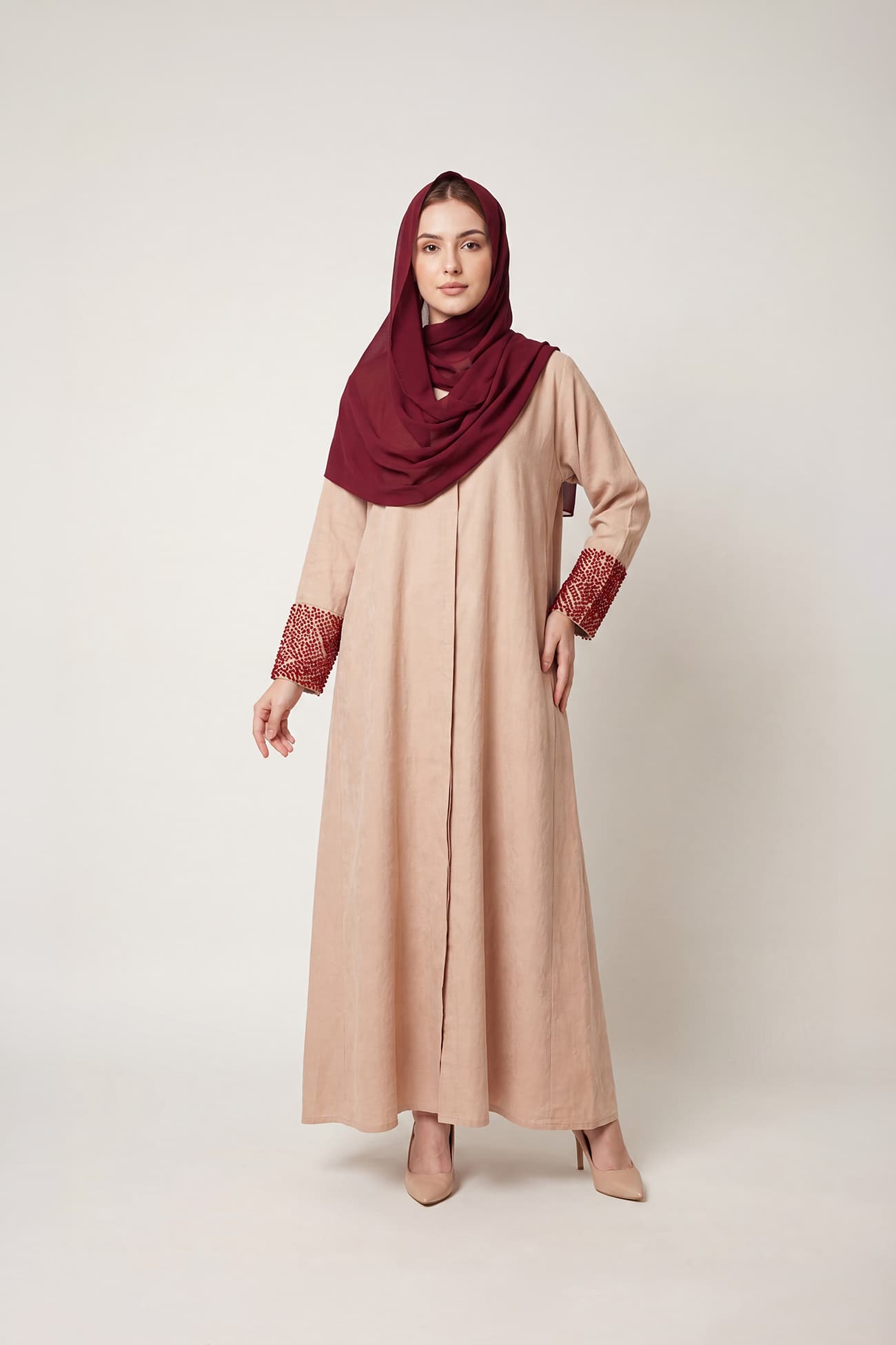 عباية بورغندي غريس