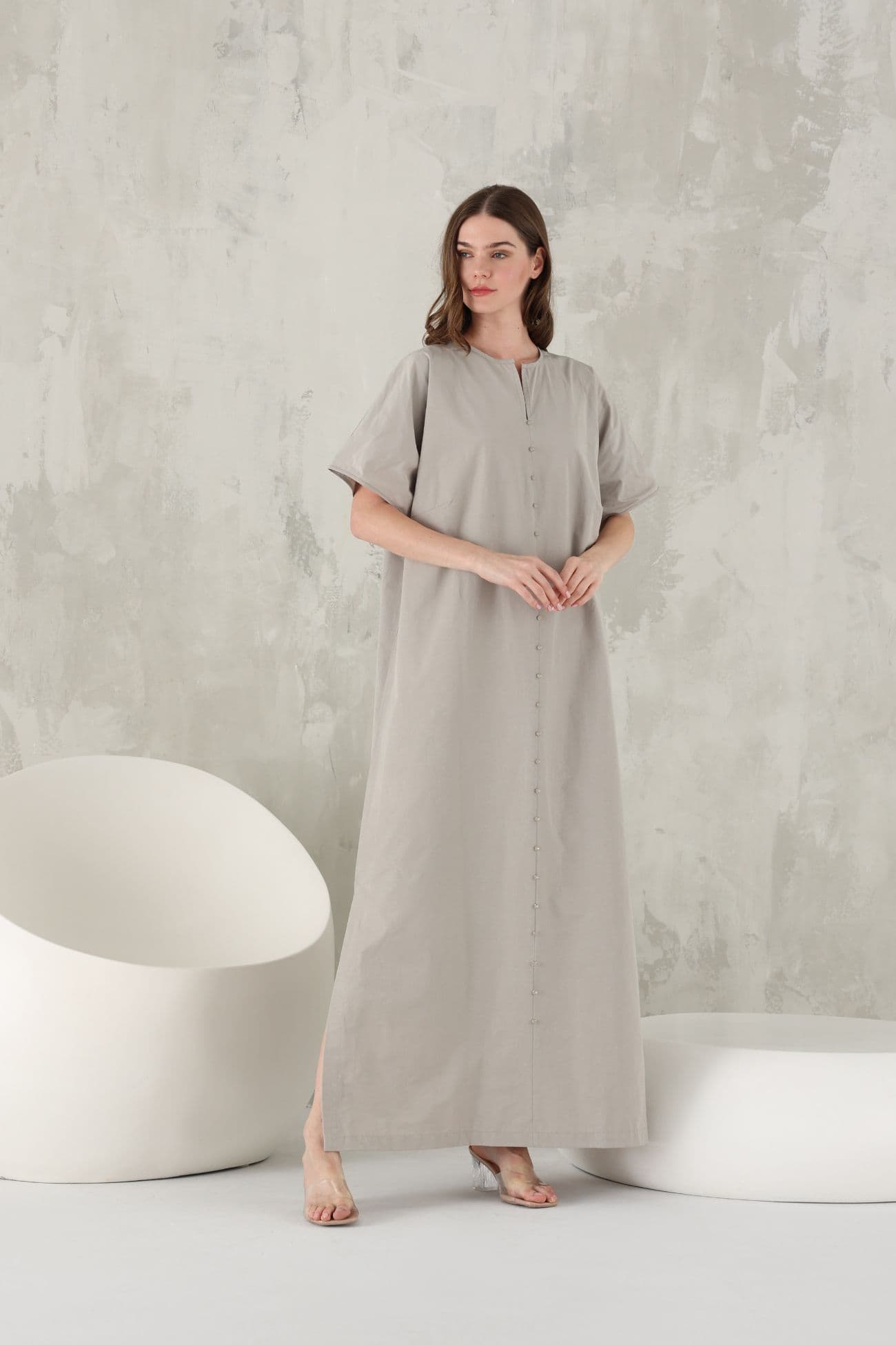 Gray taffeta Jalabiya