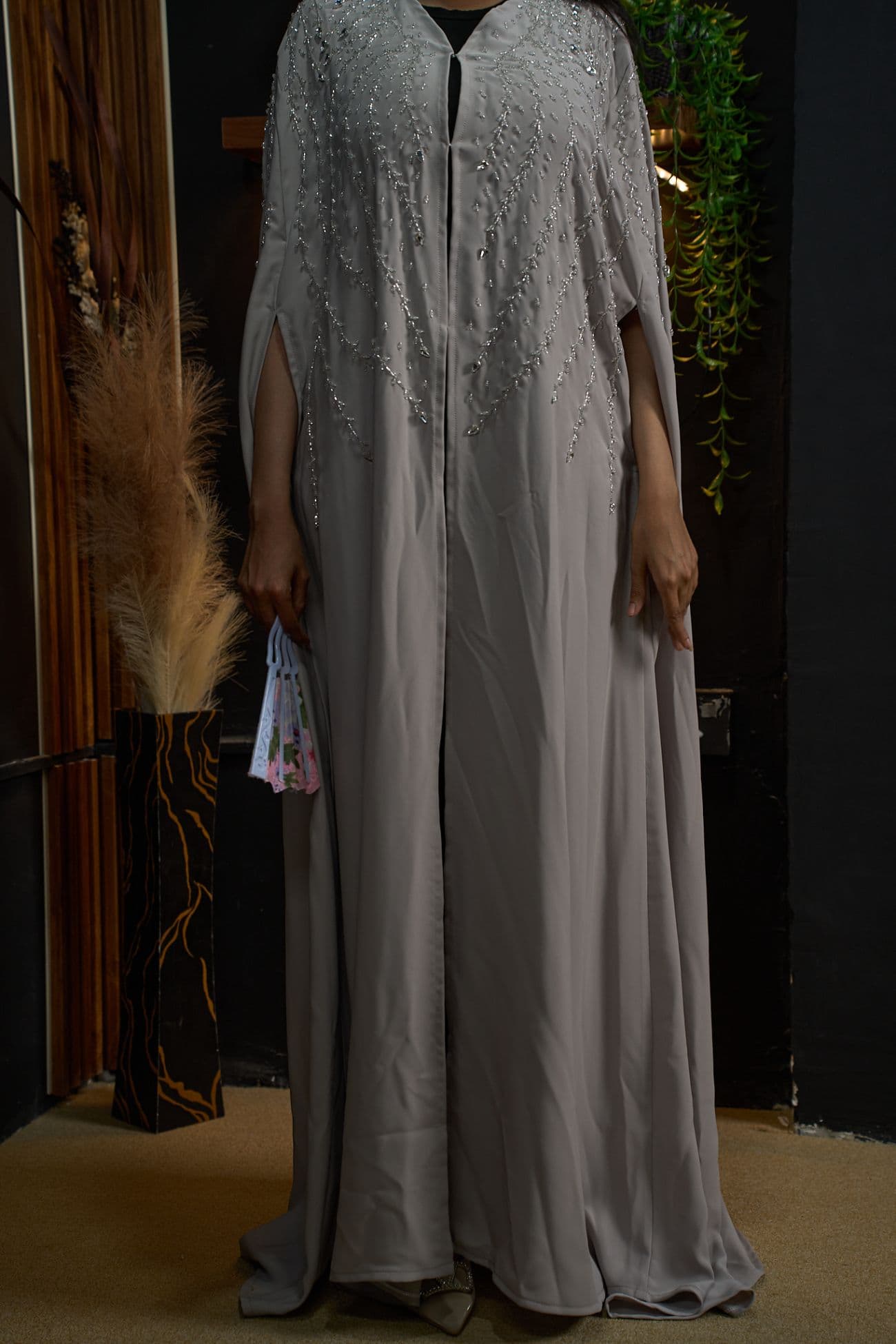 Silver Cascade Cape Abaya