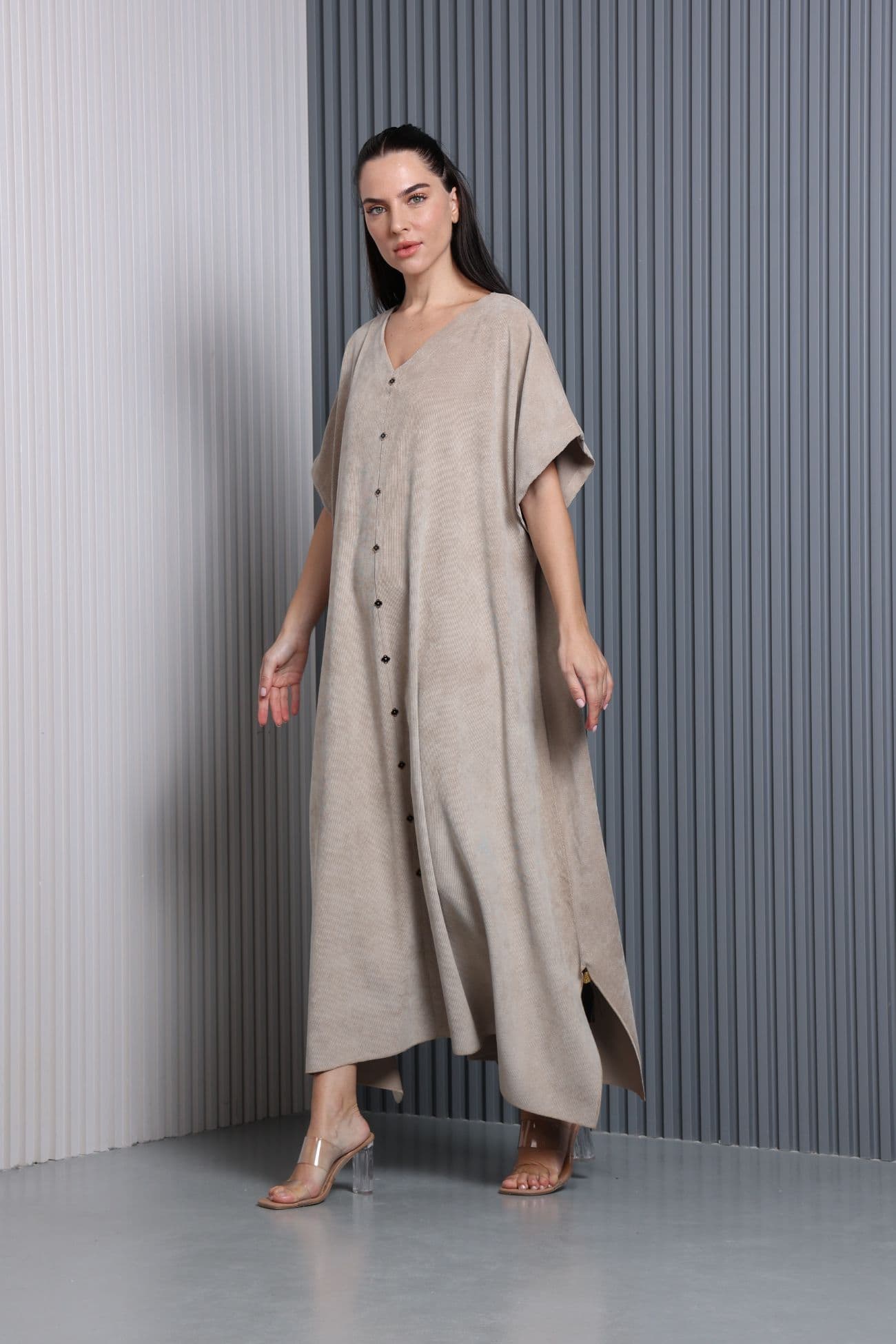 Beige Velvet Corduroy dress