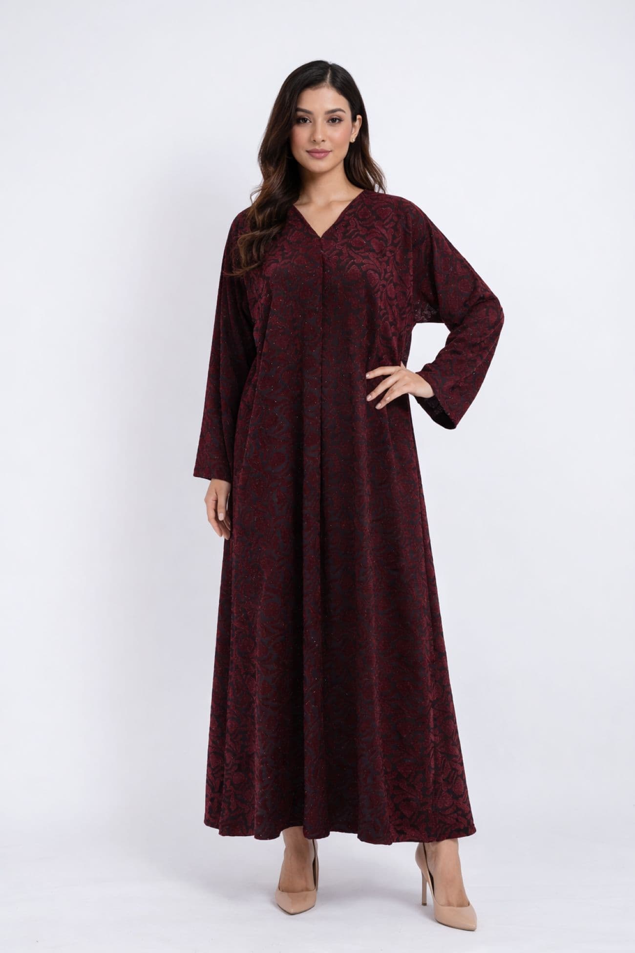 abaya velvet — Maroon