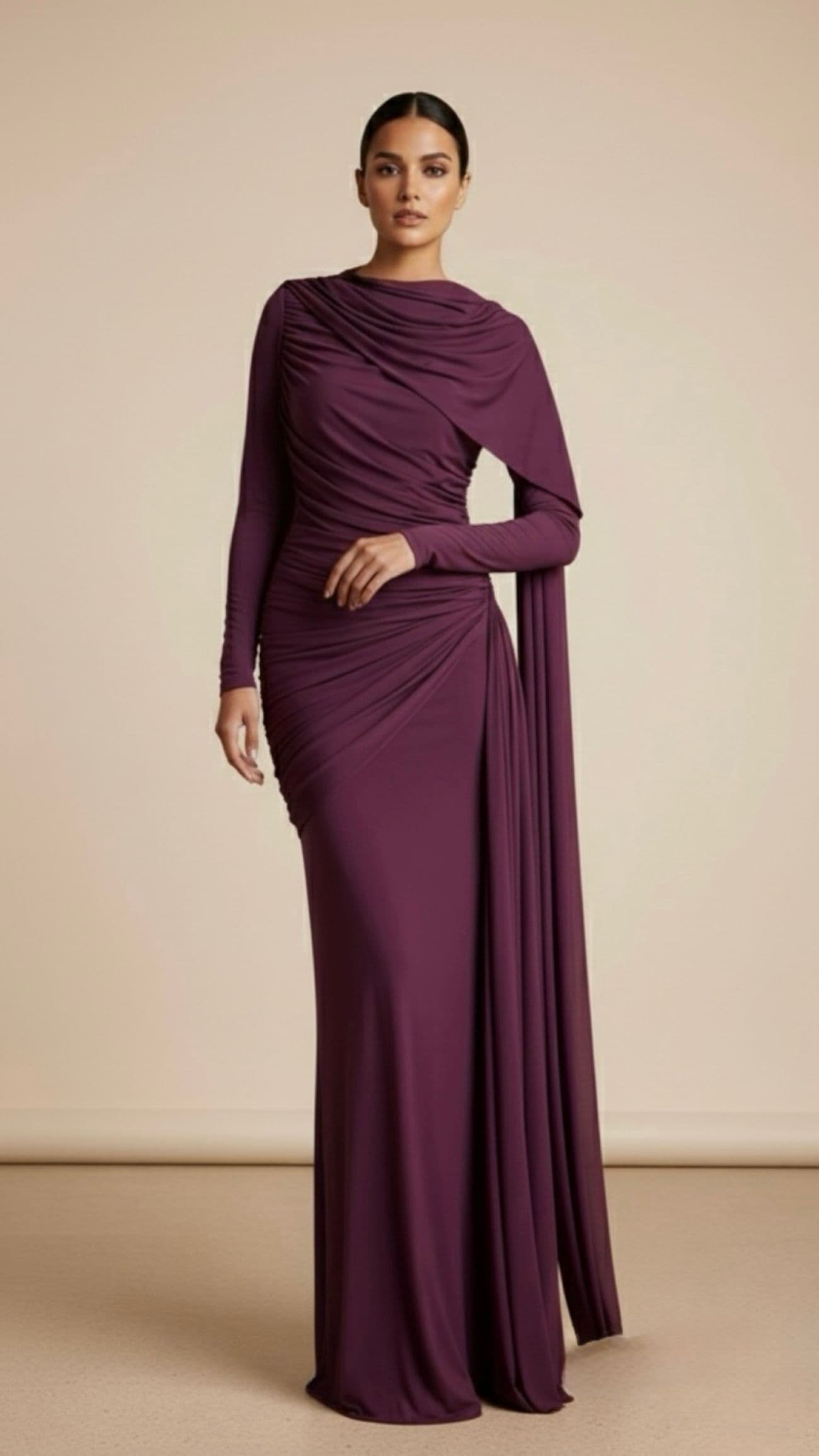 Faye drapped maxi dress (tencel stretch) - plum