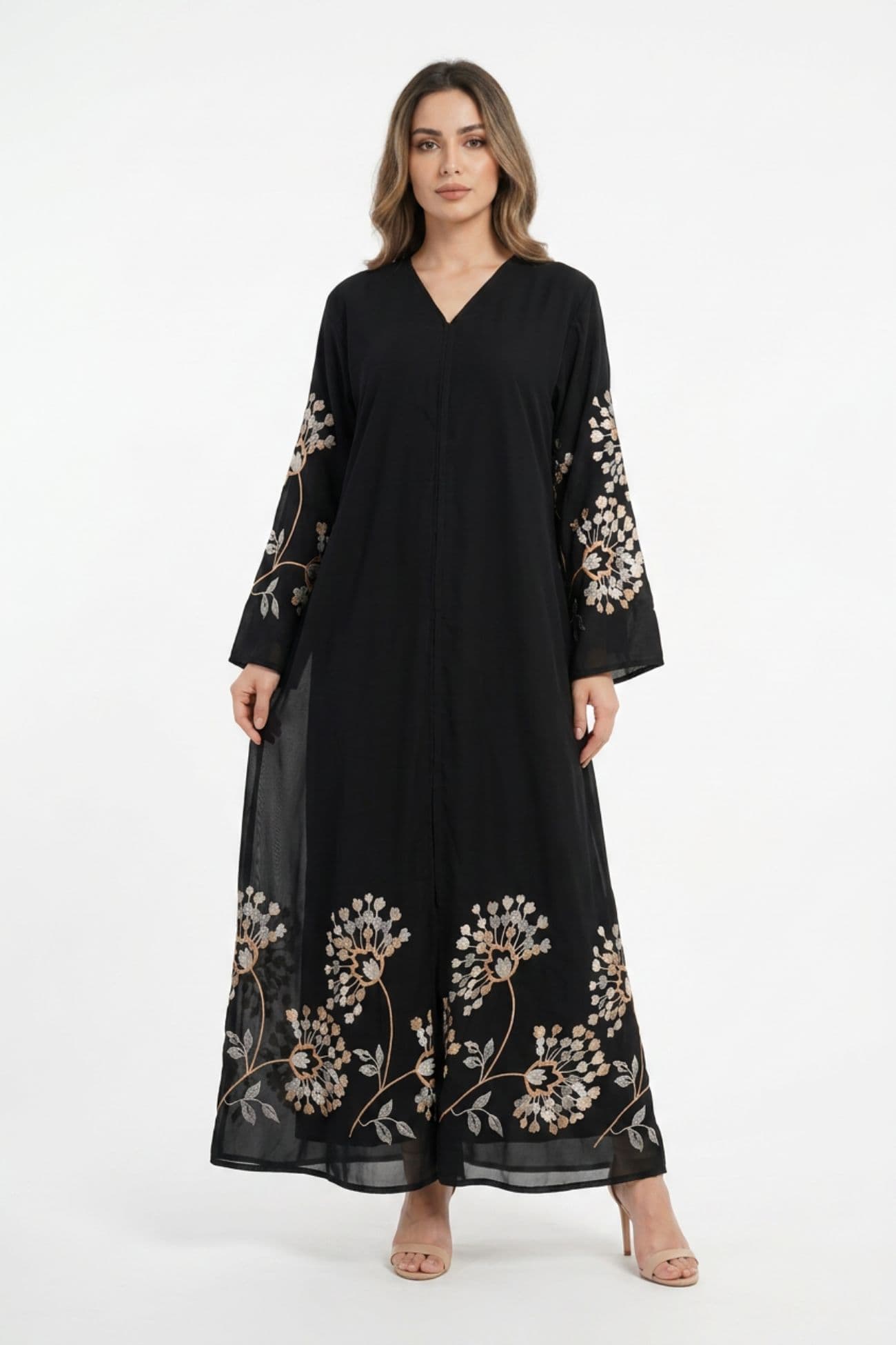 Elegant Floral Vine Embroidered Nida