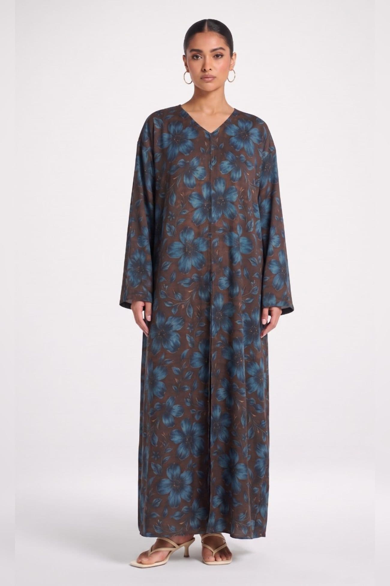 عباية ميدنايت بلوم — Brown