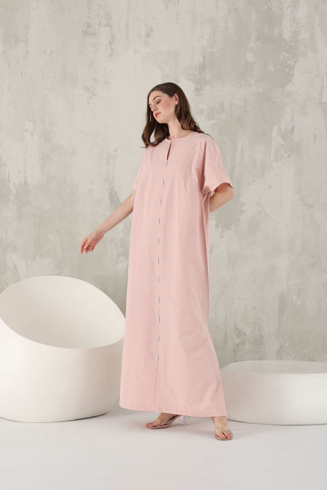 Light pink taffeta Jalabiya