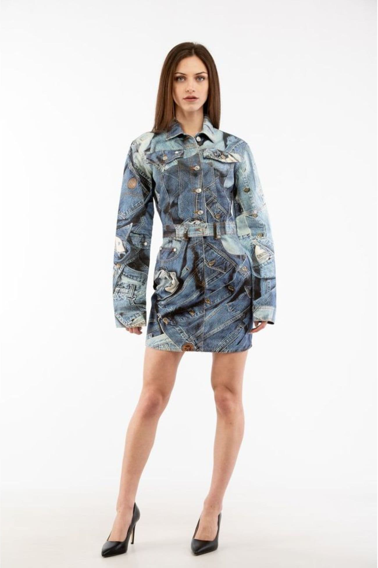 Moschino Multicolor Cotton Casual Dress — Blue 1