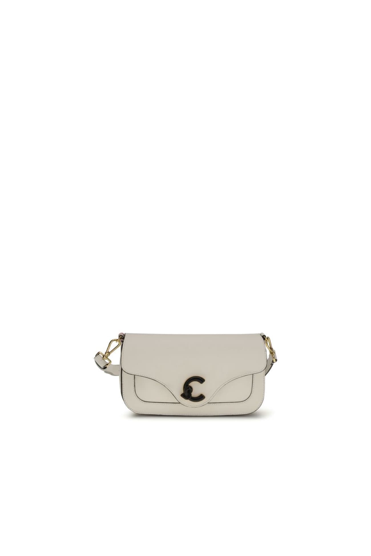 Coccinelle White Calf Leather Bos Taurus Shoulder Bag