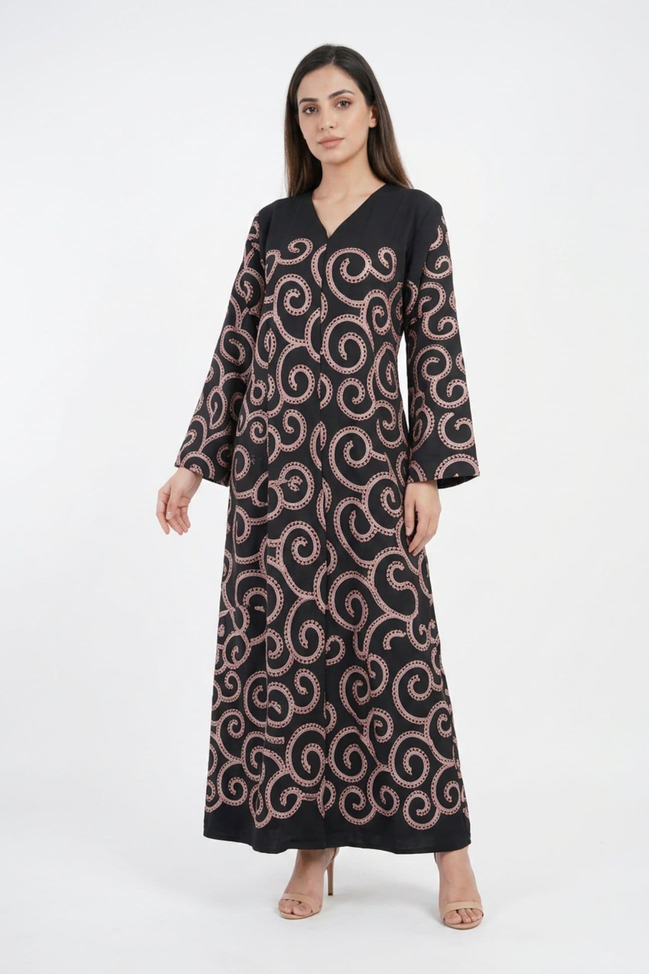 Midnight Swril Embroidered Dubai Crepe