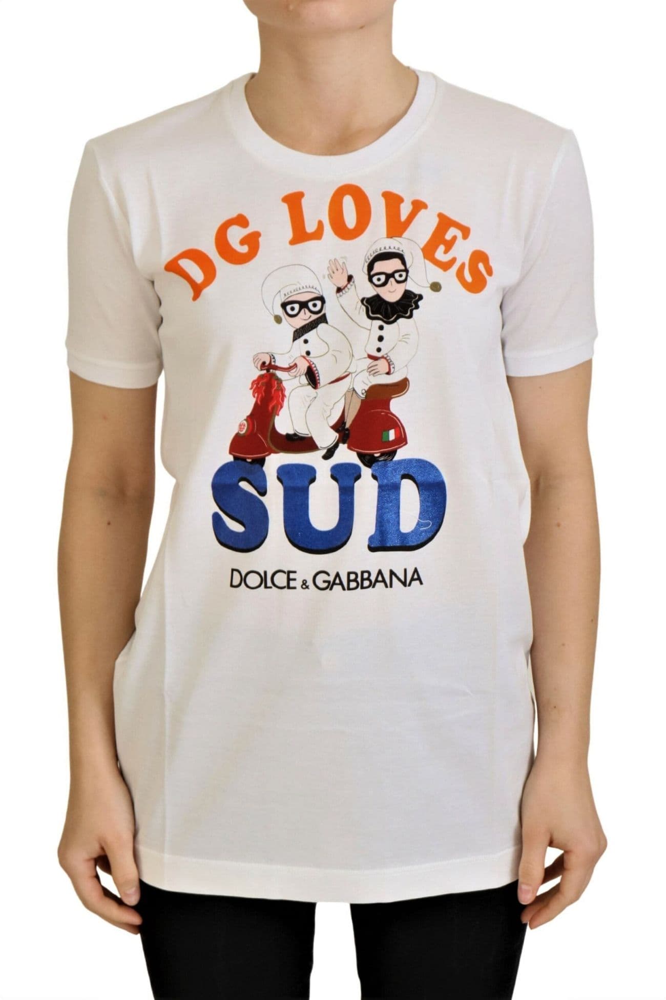 تيشيرت أبيض من القطن بطبعة DG Loves Sud من دولتشي آند غابانا