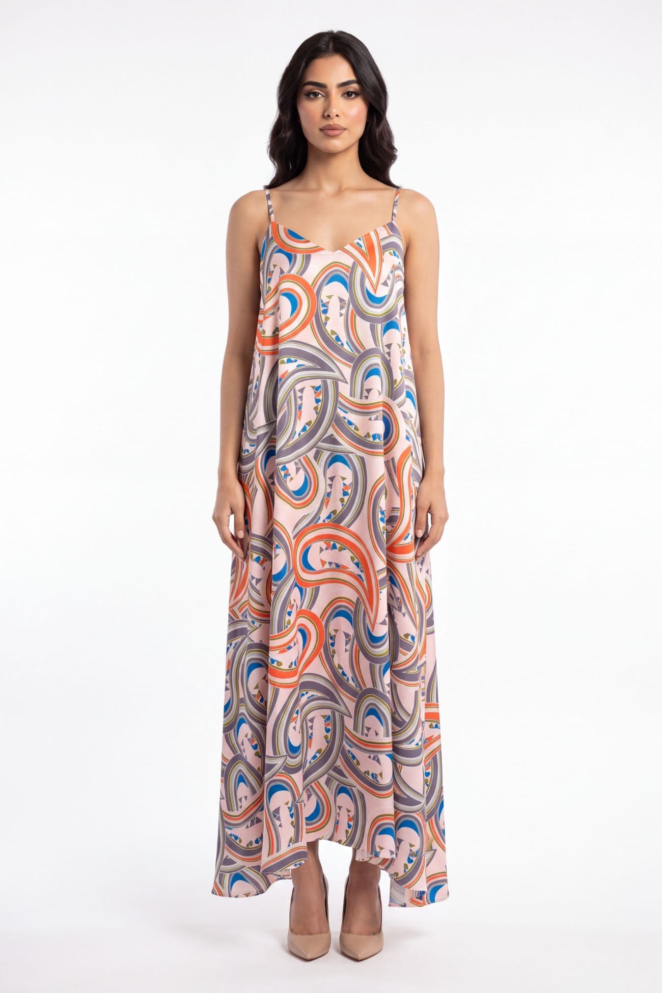 Sleeveless Multicolor Silk Dress — MultiColor 2