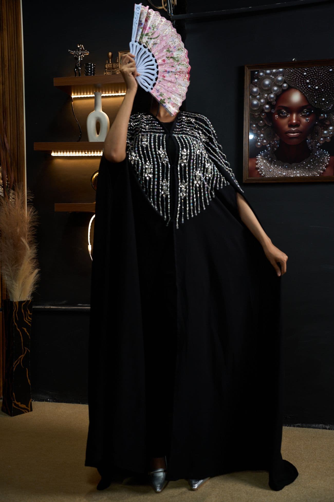 Royal Cascade Crystal Cape Abaya
