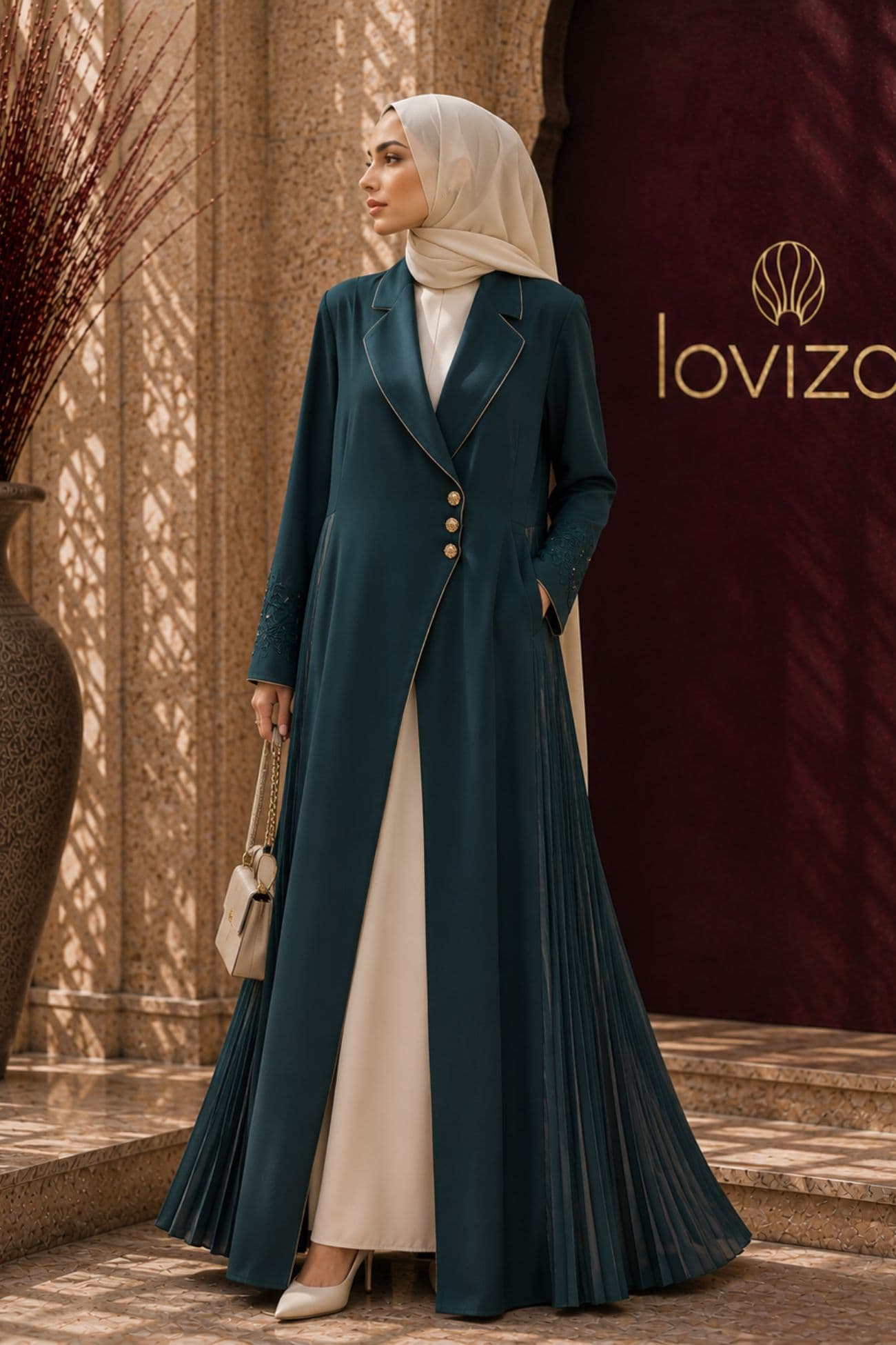Emerald Pleat Tailored Abaya