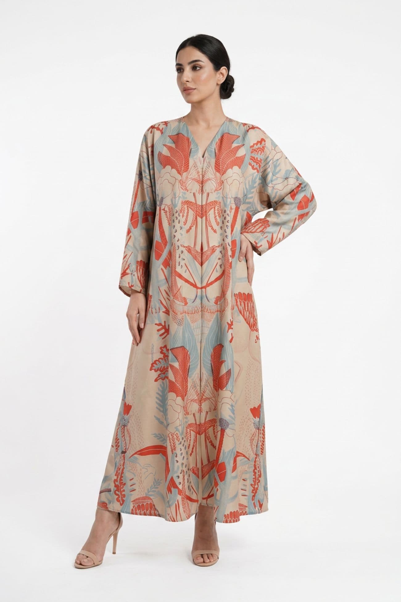 Artistic Coral Floral Crepe