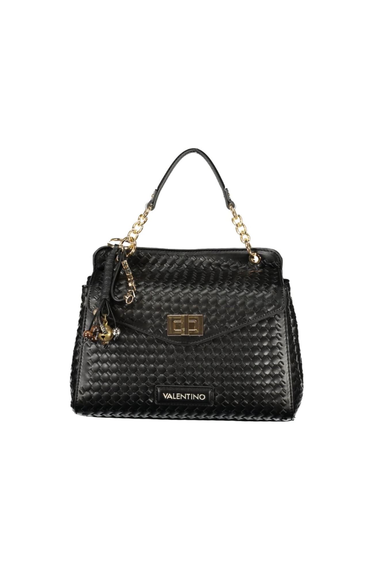 Mario Valentino Black Polyurethane Women's Bag with Adjustable Strap