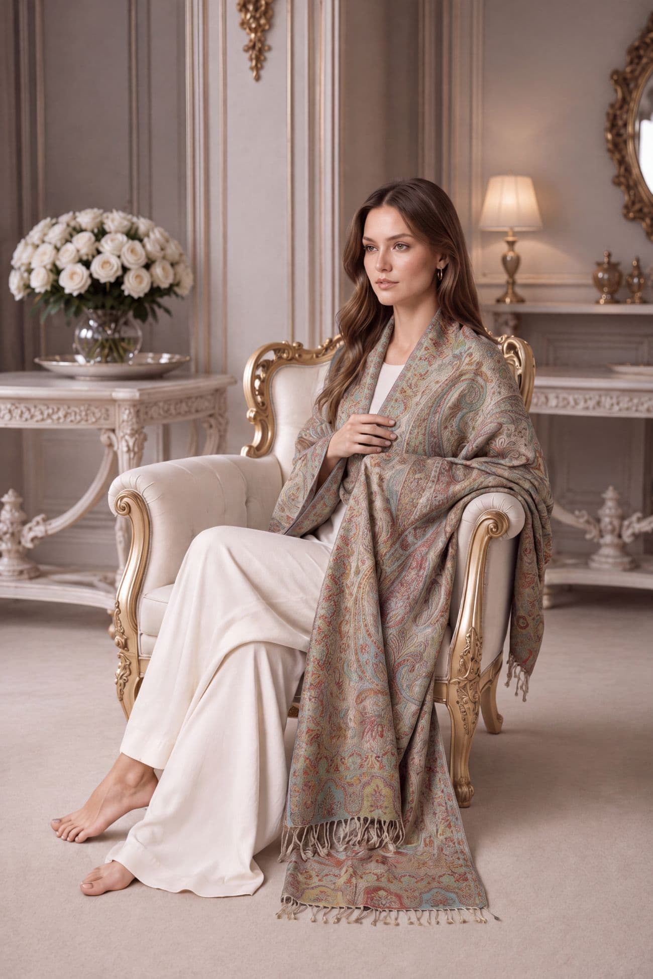 Noori Couture Handwoven 100% Pure Mulberry Silk Shawl – Coffee