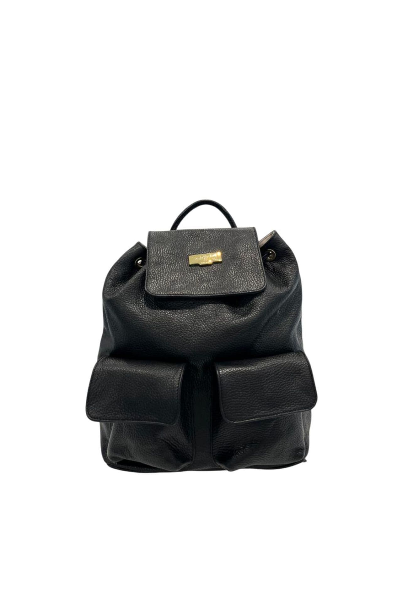 Baldinini Trend Black Leather Women Backpack