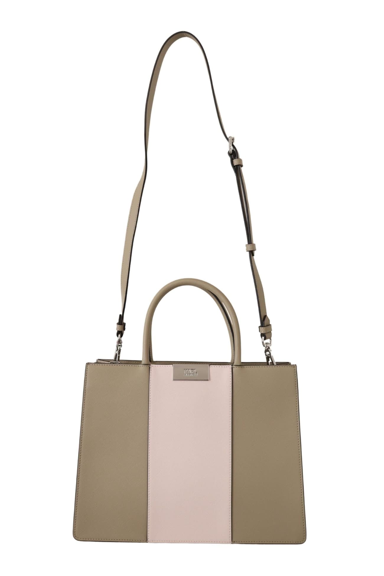 Karl Lagerfeld Sage Green Polyurethane Tote Shoulder Bag