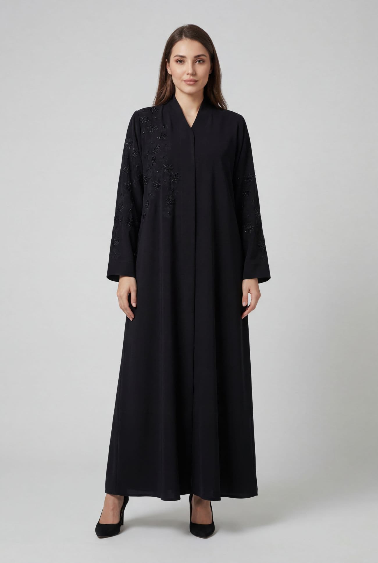 Midnight Floral Handwork Abaya