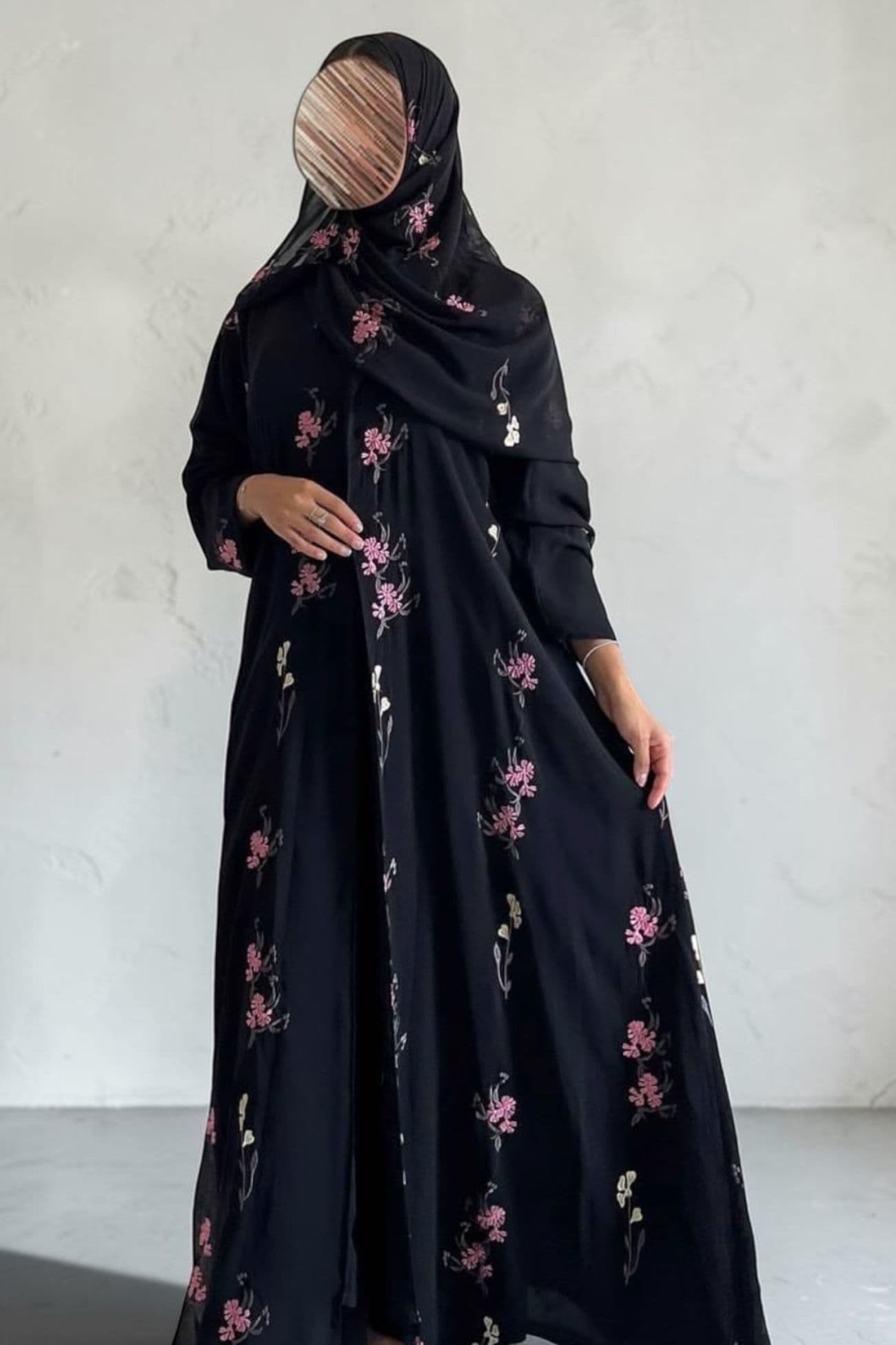 Chiffon abaya with full embroidery