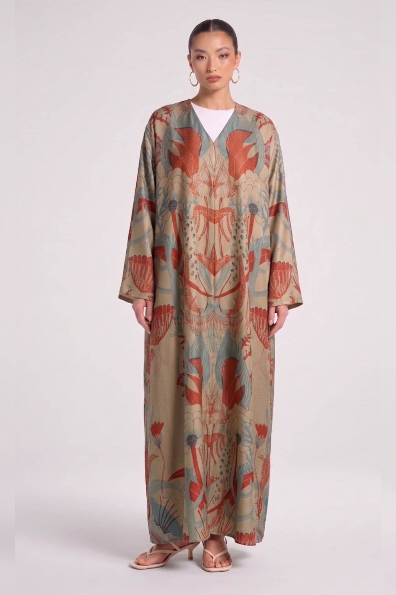 Coral Mirage Printed Abaya